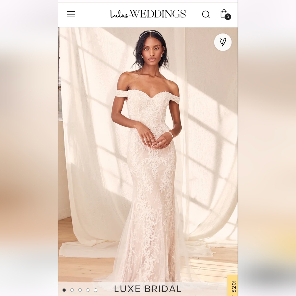 Lulu's Off the Shoulder Luxe Beaded Mermaid Bridal Gown